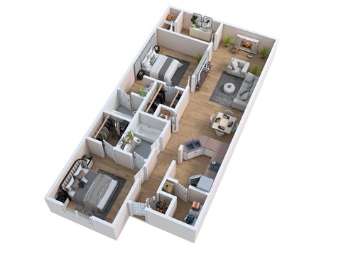 a floor plan of a house with a bedroom and a living room